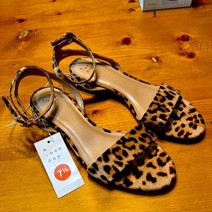 Target Winona brown leopard cheetah sandals ankle strap low heel New with tags.